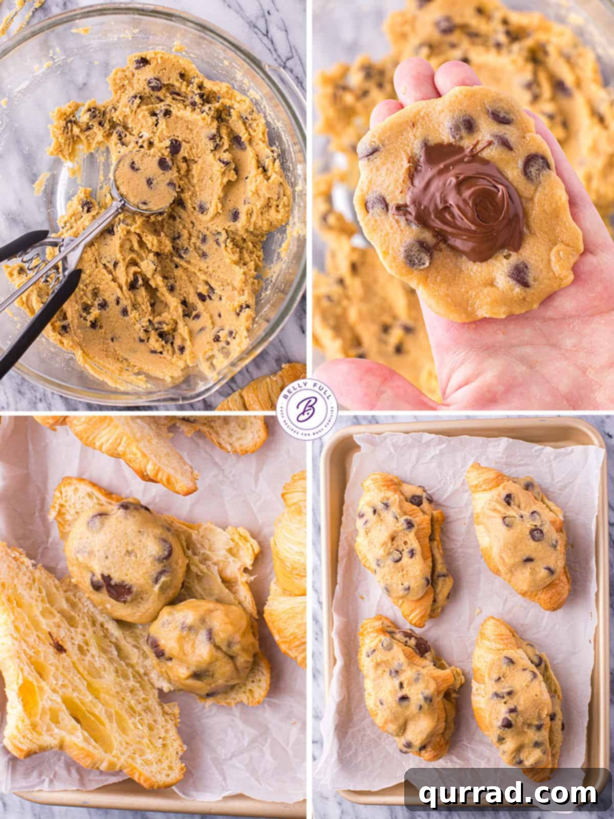 4 images how to make Cookie Croissants