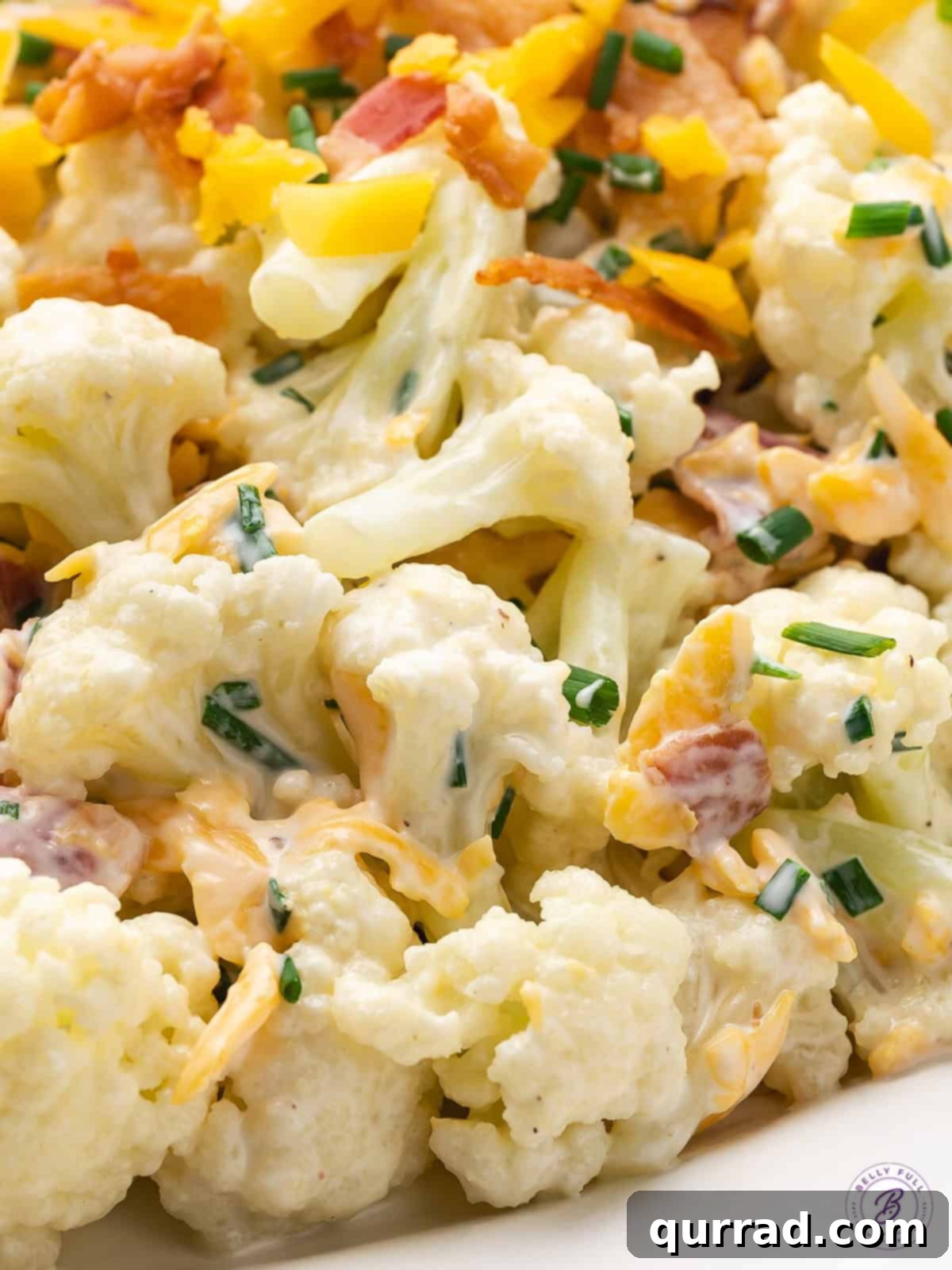 Close up of cauliflower salad.