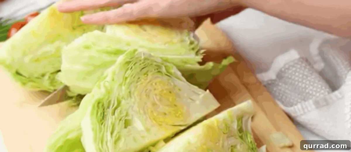 Big Crunch, Big Flavor 6 A head of iceberg lettuce perfectly cut into four distinct wedges on a wooden cutting board.