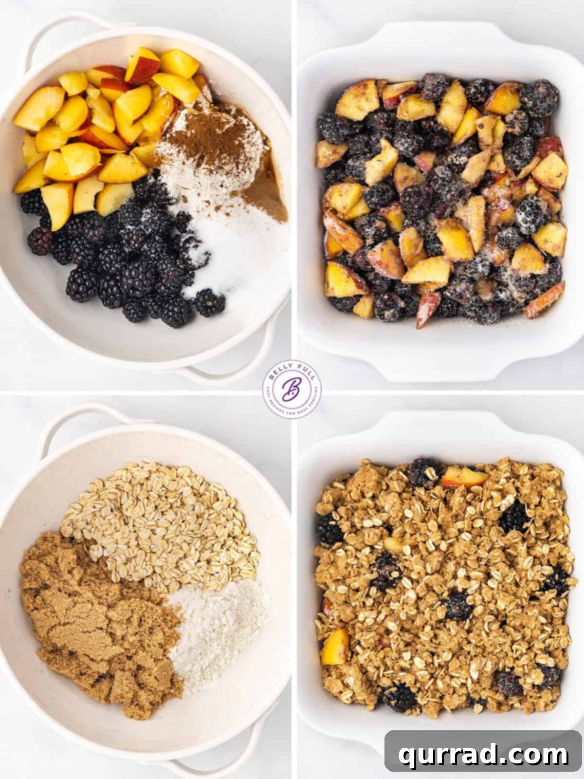 Golden Blackberry Peach Crumble 4 steps to make Blackberry-Peach Crisp dessert