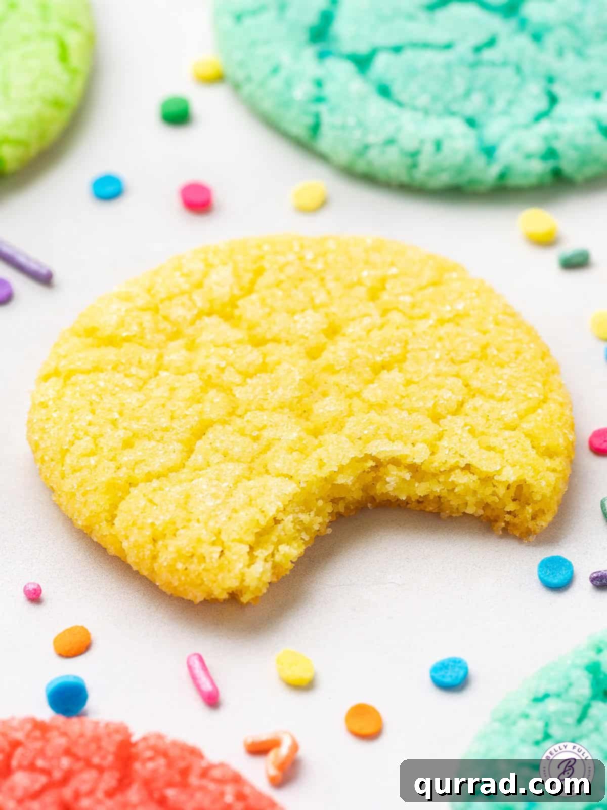 Close-up of a delightful lemon-flavored Jello Cookie. A single yellow Jello Cookie, perfectly baked with a crackled sugary crust.
