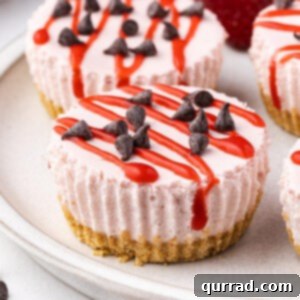 Mini strawberry cheesecakes on a plate
