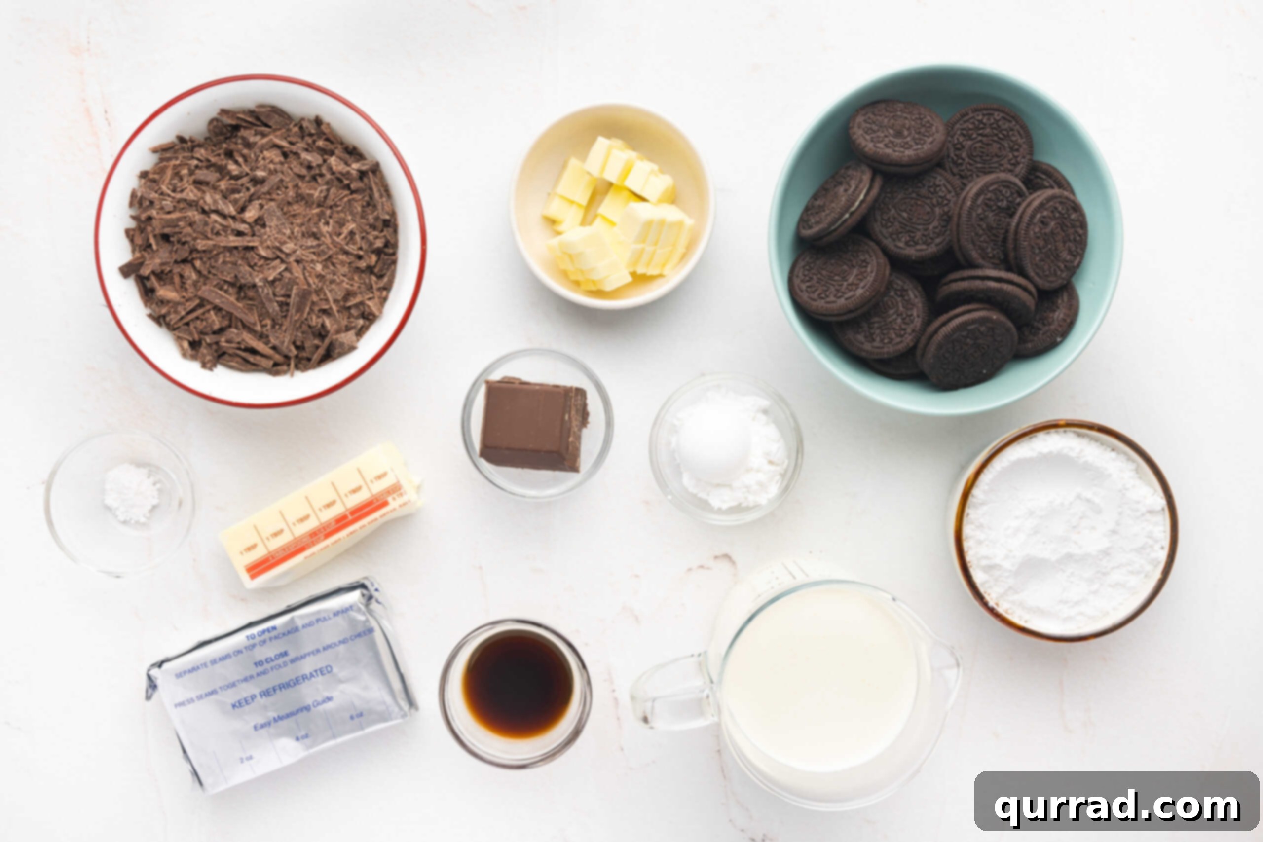Decadent Chocolate Silk Pie 3 A vibrant flat lay image showcasing all the fresh, high-quality ingredients laid out for the French Silk Pie recipe.