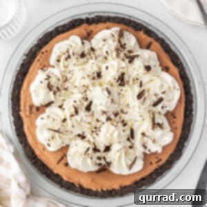 Overhead view of french silk pie.