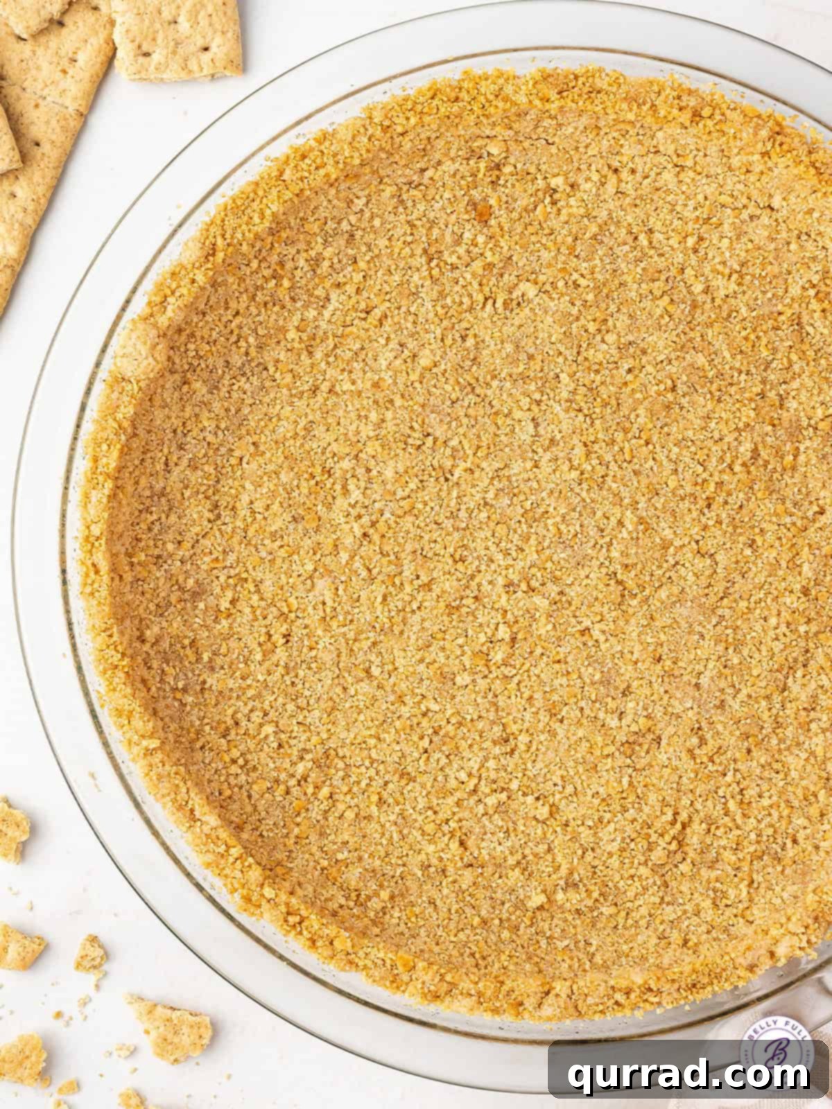 Perfect Homemade Graham Cracker Crust 5 overhead uncut graham cracker crust