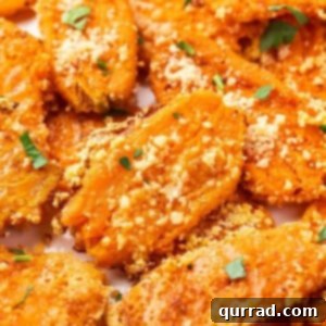 Close up of parmesan smashed carrots