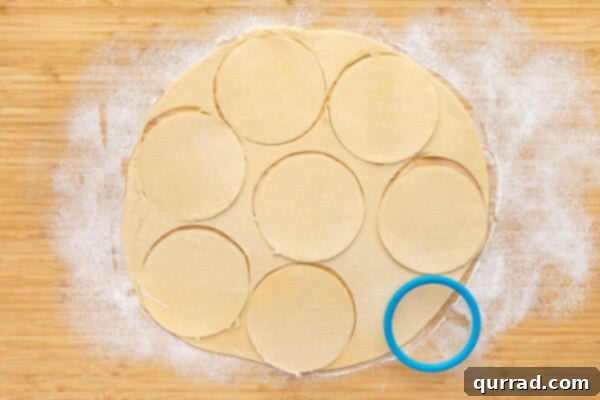 Circles cut out of pie dough