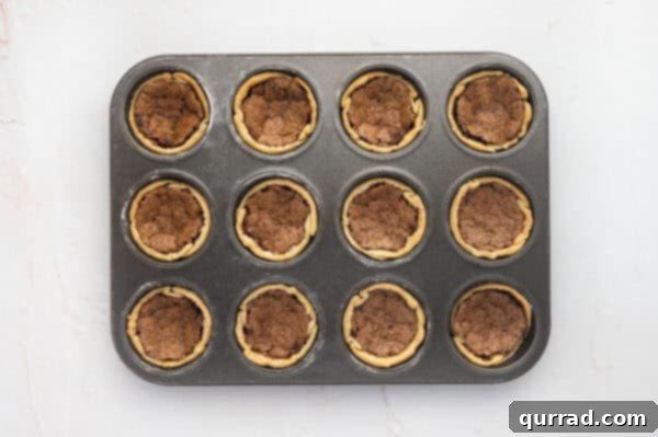 Baked mini chocolate pies in a muffin pan