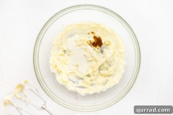 Creamed butter with vanilla and powdered sugar added