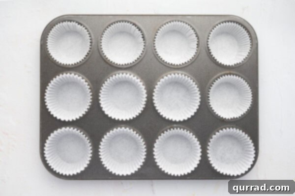 Cupcake liners in a cupcake pan