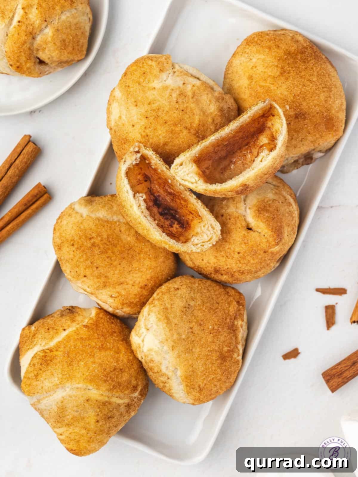 A platter of resurrection rolls, one cut in half