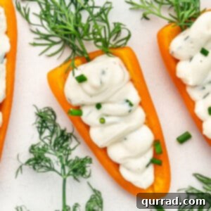 Carrot-Stuffed Bell Pepper Bites 2 Close up of stuffed mini bell pepper carrots