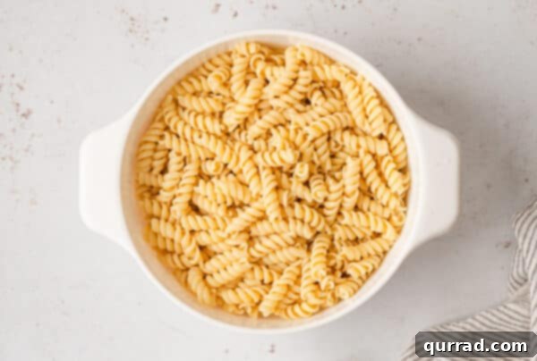 Rotini in a strainer