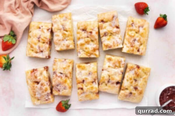 Sweet Focaccia with a Jelly Surprise 12 Overhead view of the finished and sliced jelly donut focaccia, ready to be served
