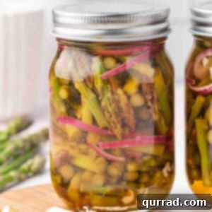 A jar of pickled asparagus