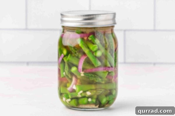 A jar of pickled asparagus
