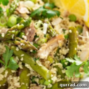 close up picture for spring vegetable couscous with chicken