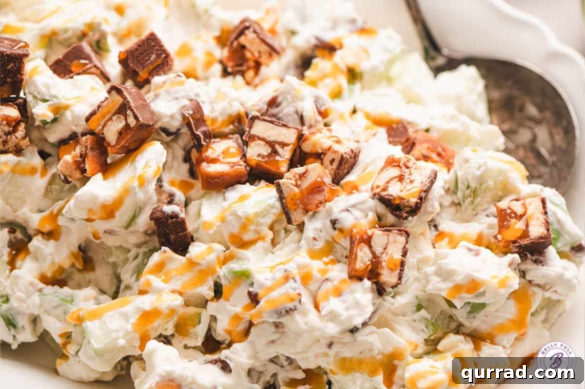 Snickers Caramel Apple Fluff 7 Close up of Snickers salad