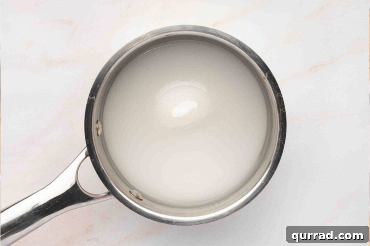 Sugar and water in a saucepan
