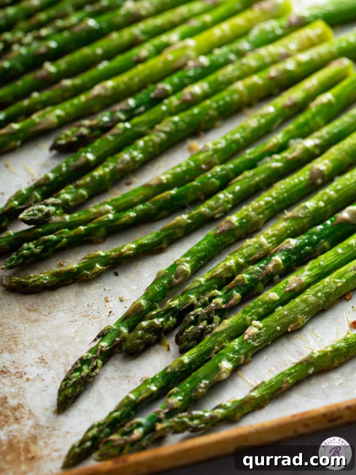 Gooey Asparagus Tomato Cheese Melt 3 sheet pan with roasted asparagus