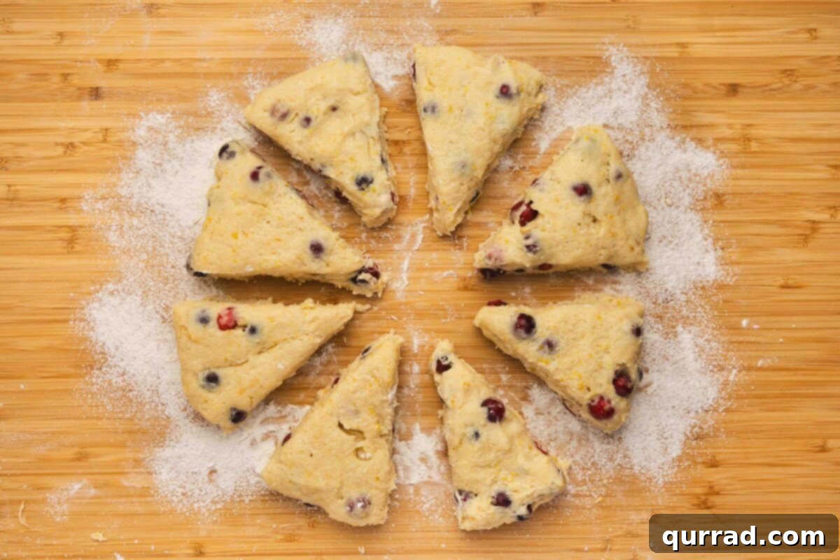 Cranberry Citrus Scones 10 Unbaked cranberry orange scones cut into 8 wedges