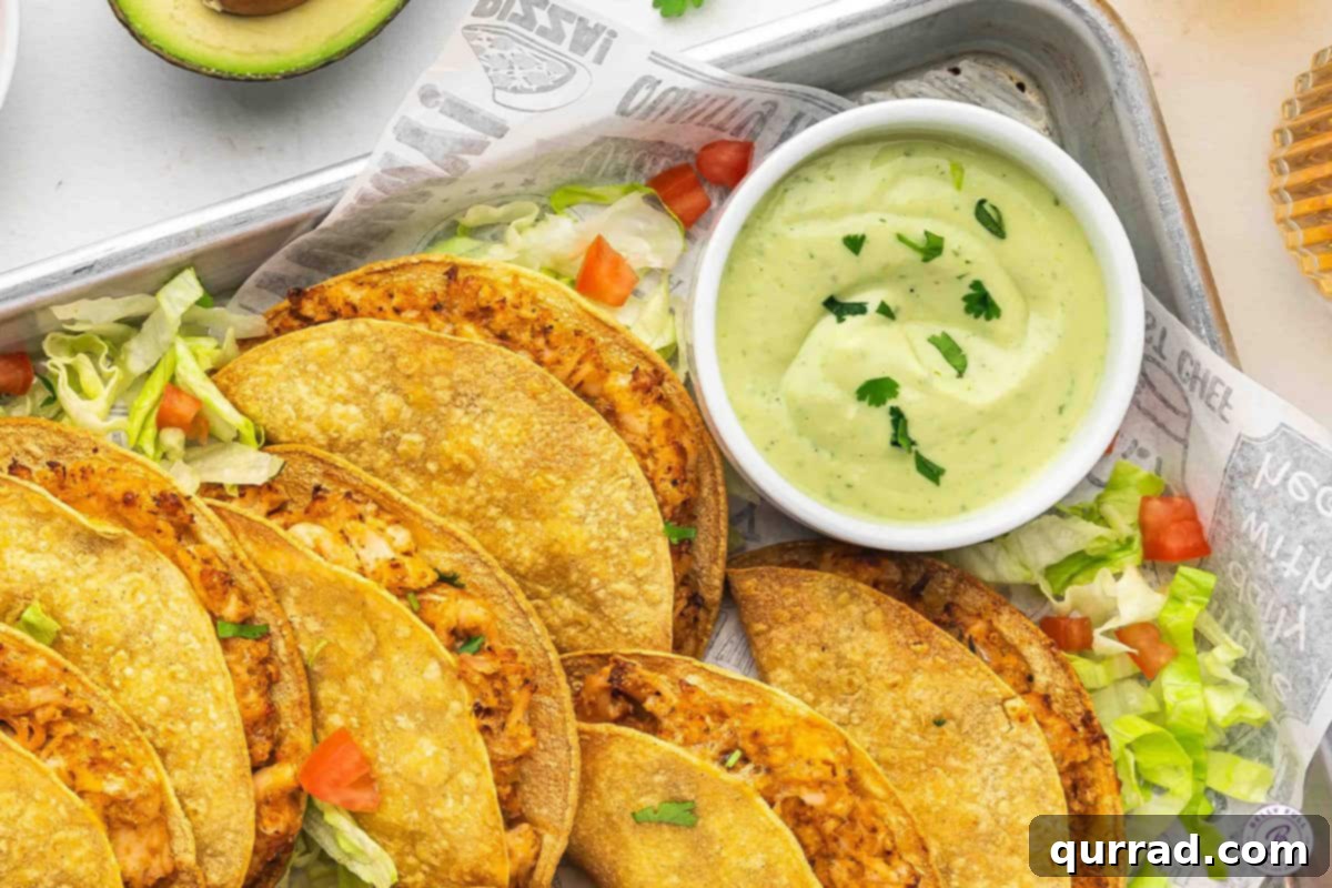 Zesty Avocado Lime Dressing 6 Creamy Avocado Lime Sauce with chicken tacos on a serving tray