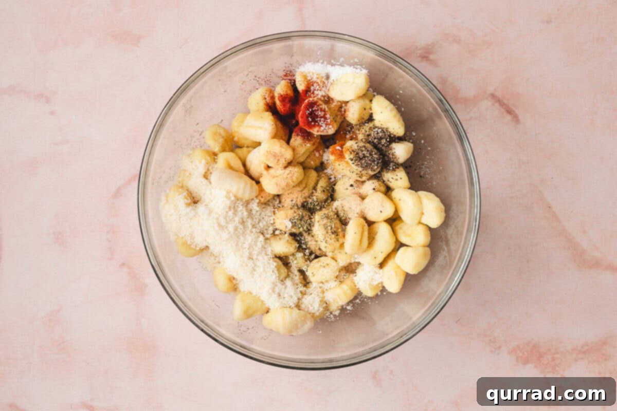 Air Fryer Gnocchi
Air-Fried Gnocchi Bites 5 Seasoning gnocchi in a glass bowl