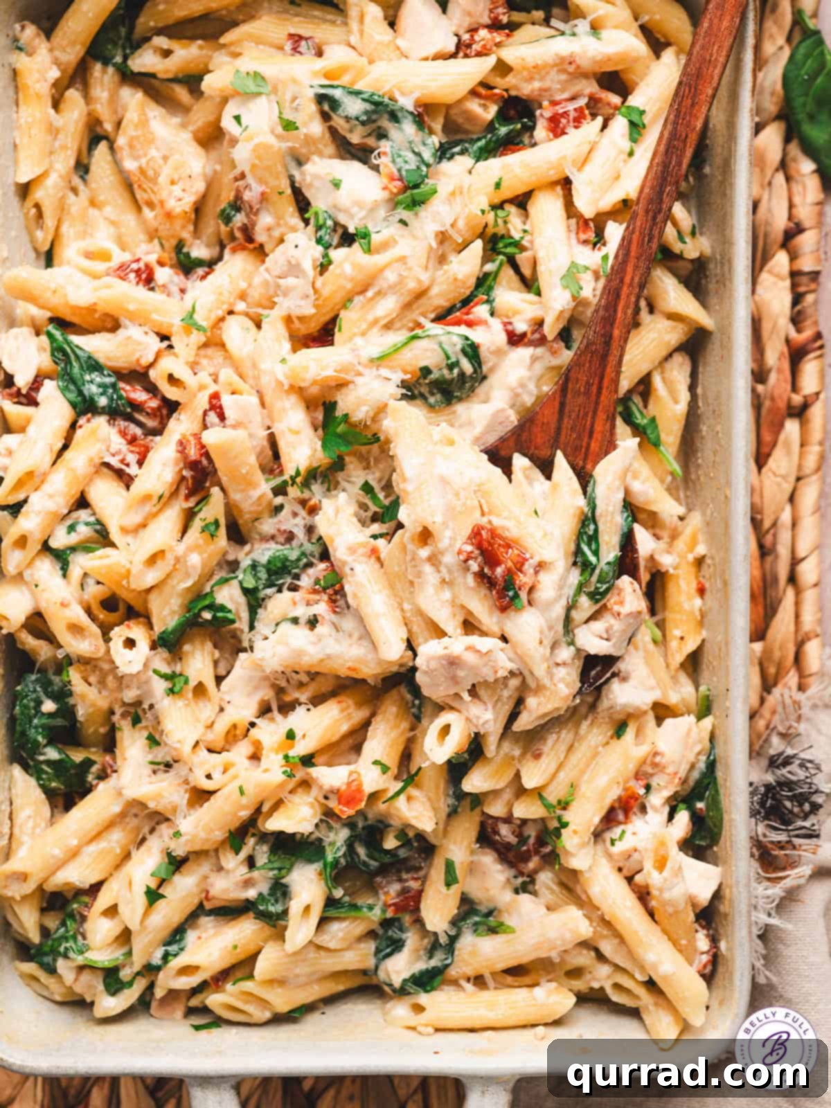 Oven-Baked Tuscan Chicken and Pasta 2 Baked Tuscan Chicken Pasta in a Casserole Dish