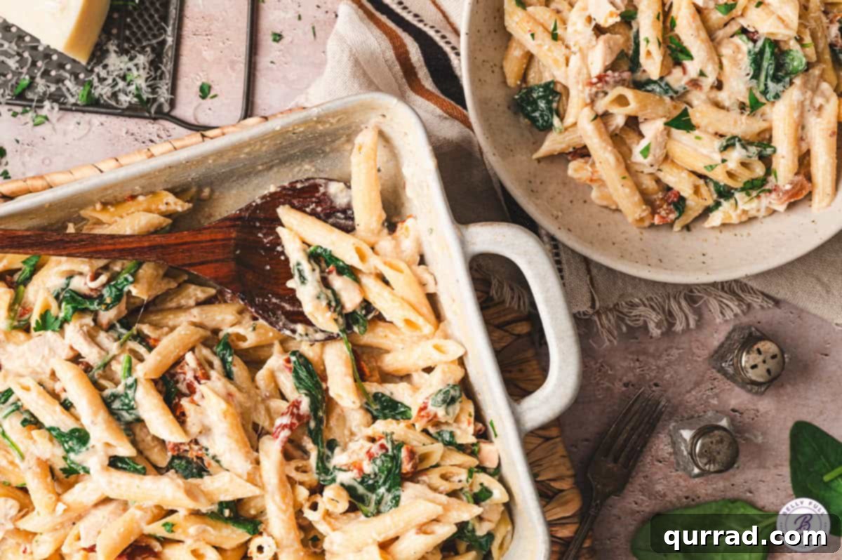 Oven-Baked Tuscan Chicken and Pasta 7 Finished Baked Tuscan Chicken Pasta