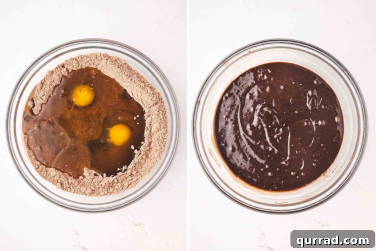 Sinful Chocolate Brownies 4 brownie batter mixed in bowl