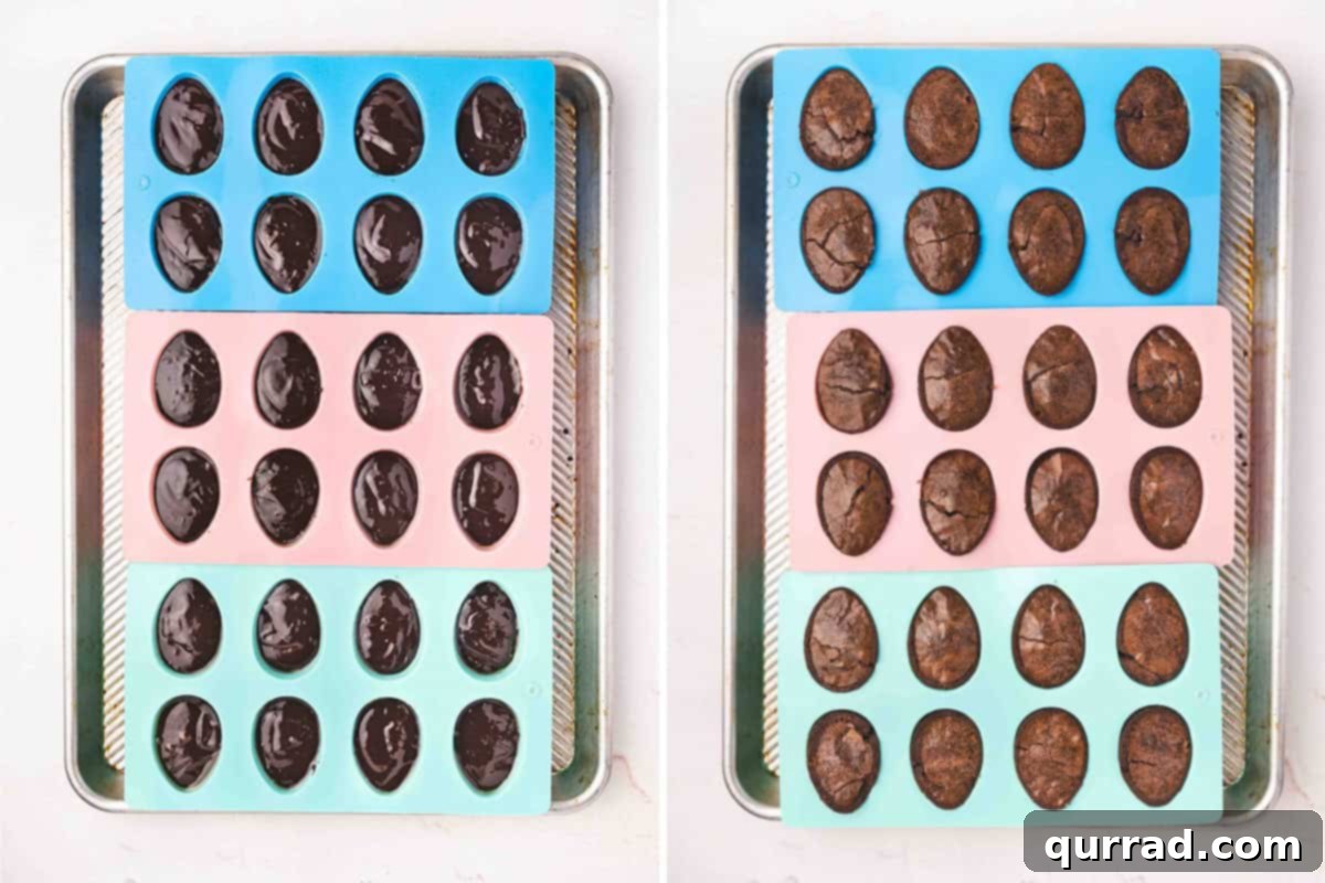 Sinful Chocolate Brownies 5 brownie batter baked in egg shaped silicone molds