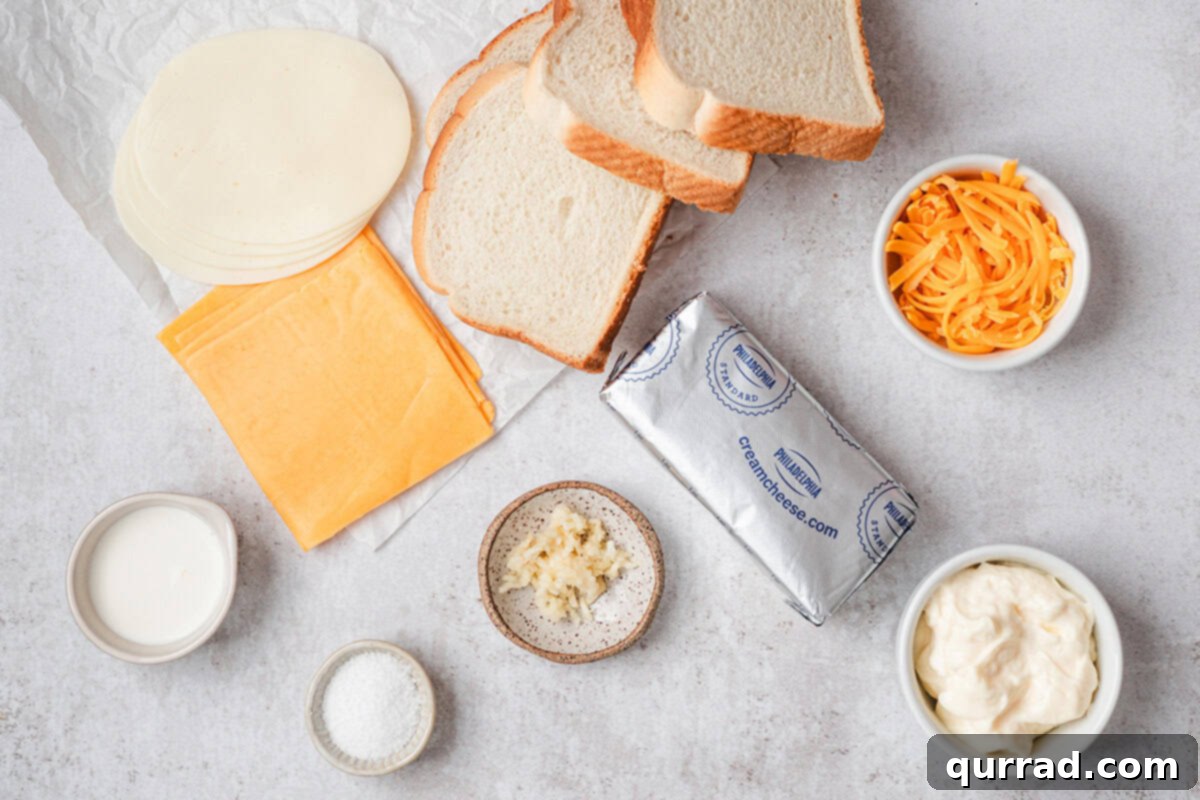 The Happiest Grilled Cheese on Earth 4 The ingredients to make a Disneyland grilled cheese sandwich.