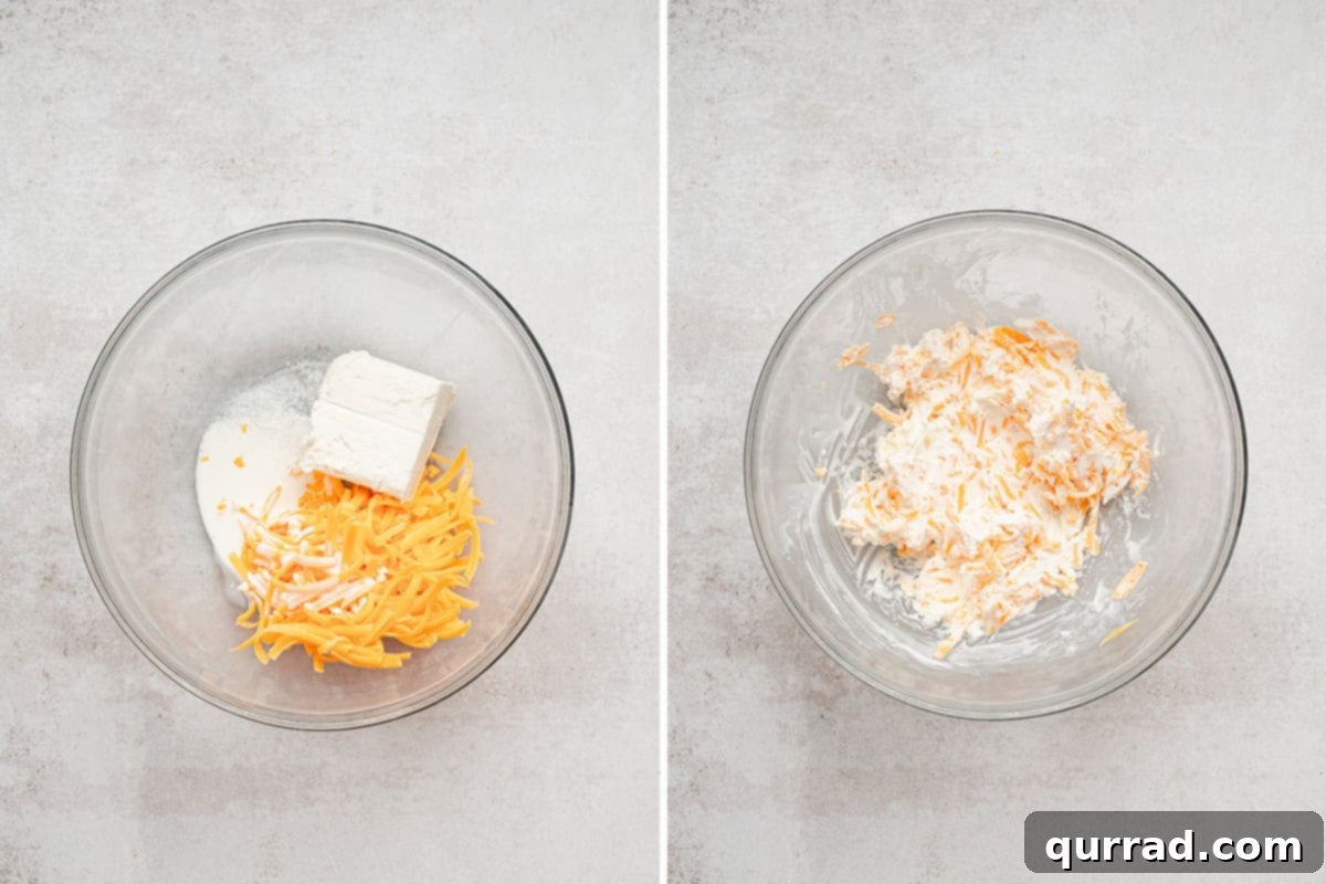 The Happiest Grilled Cheese on Earth 5 Cream cheese, shredded cheese, and salt added to a bowl.