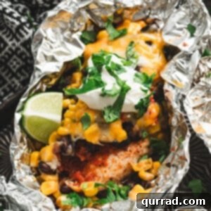 A Southwestern Chicken Foil Packet with lime.