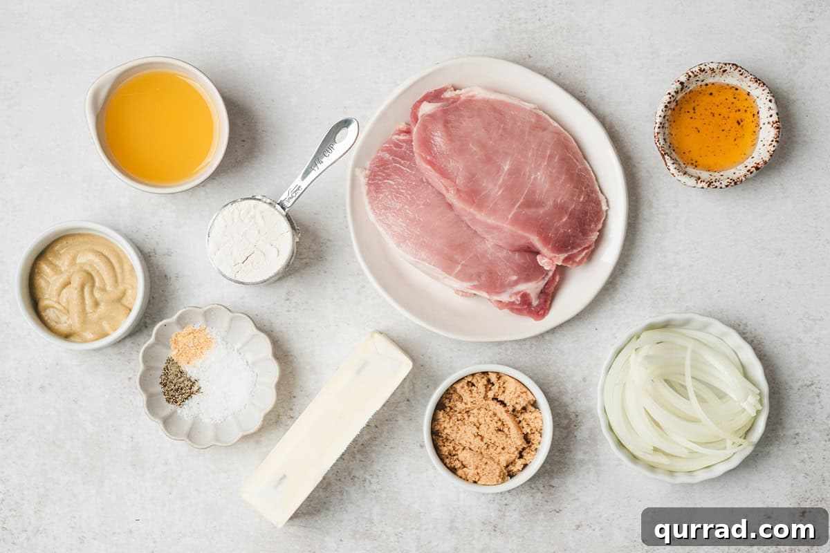 The ingredients to make pineapple onion pork chops.