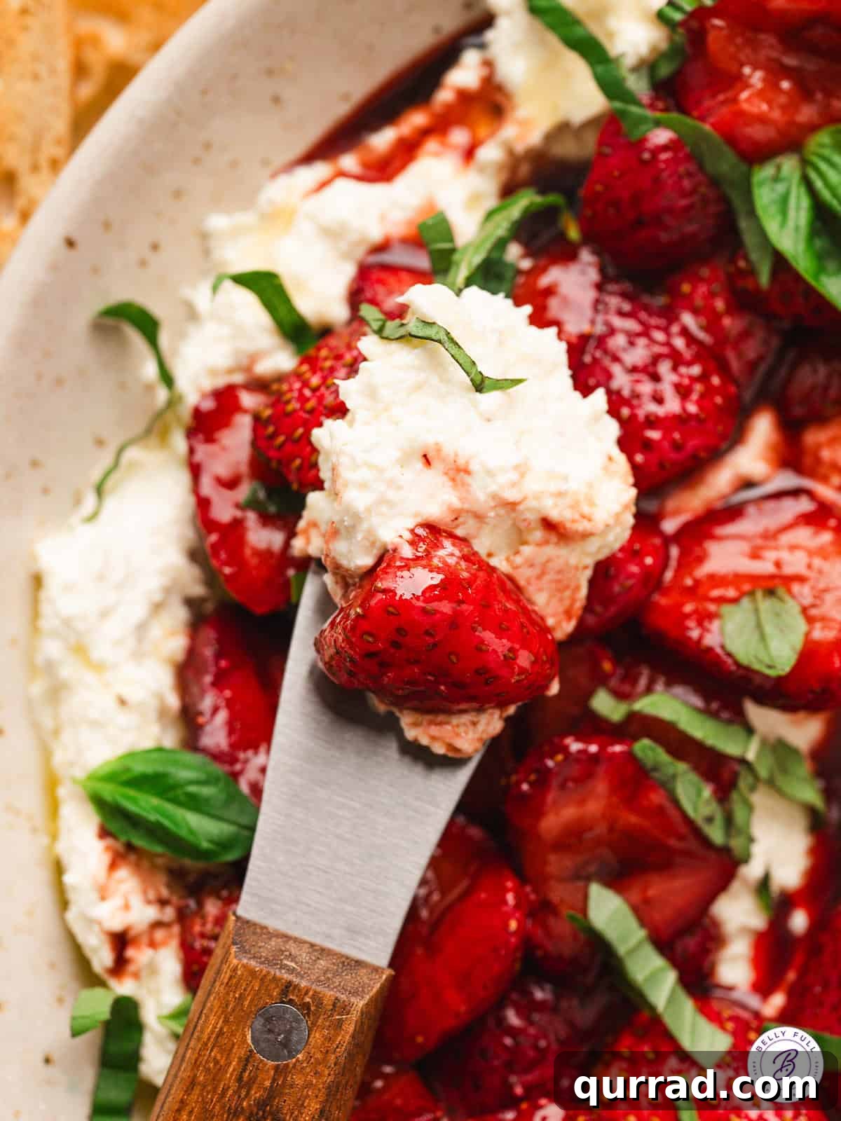 Whipped feta on a knife