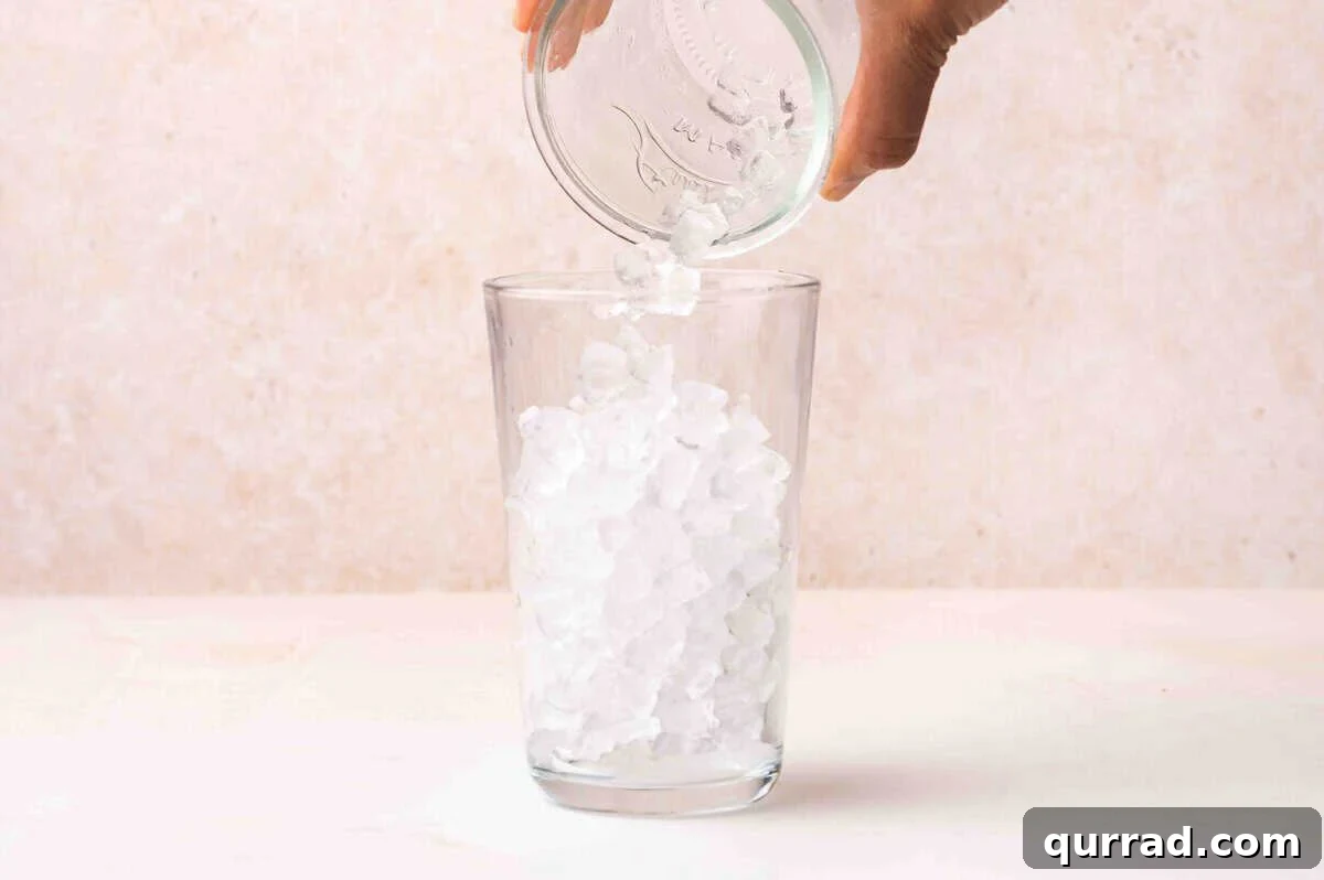 Nugget ice being poured into a glass