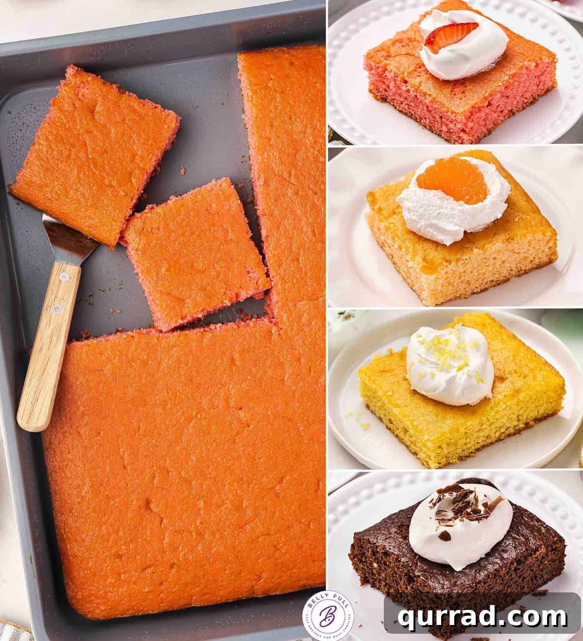 Moist Soda Cake Recipe with Creamy Vanilla Frosting 9 A collage of soda cake flavors.