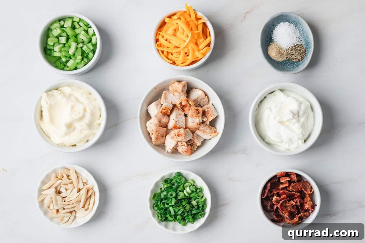 Million-Dollar Chicken Salad Recipe You'll Love 4 The ingredients to make million dollar chicken salad.