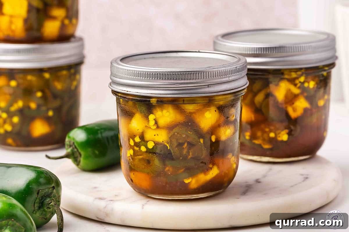 Cowgirl Candy Jalapeno Pepper Jelly Recipe 12 Side view of a jar of cowgirl candy.