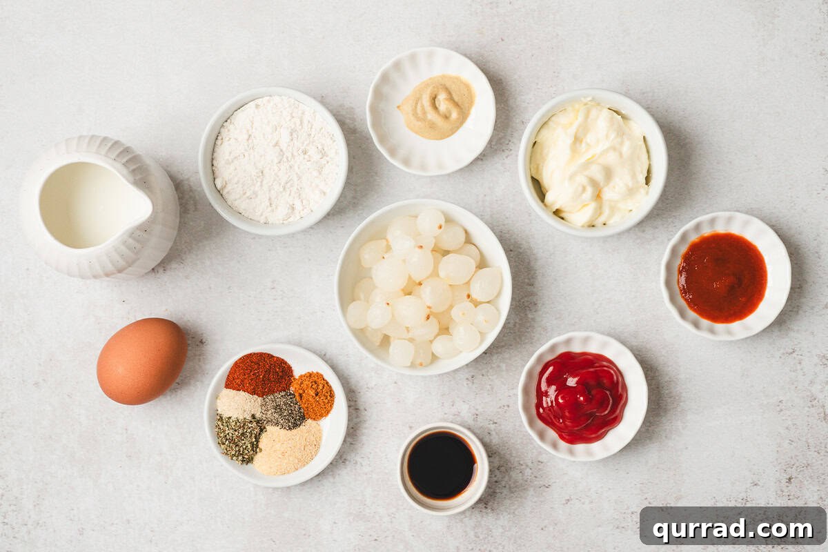 The ingredients to make bloomin onion bites.