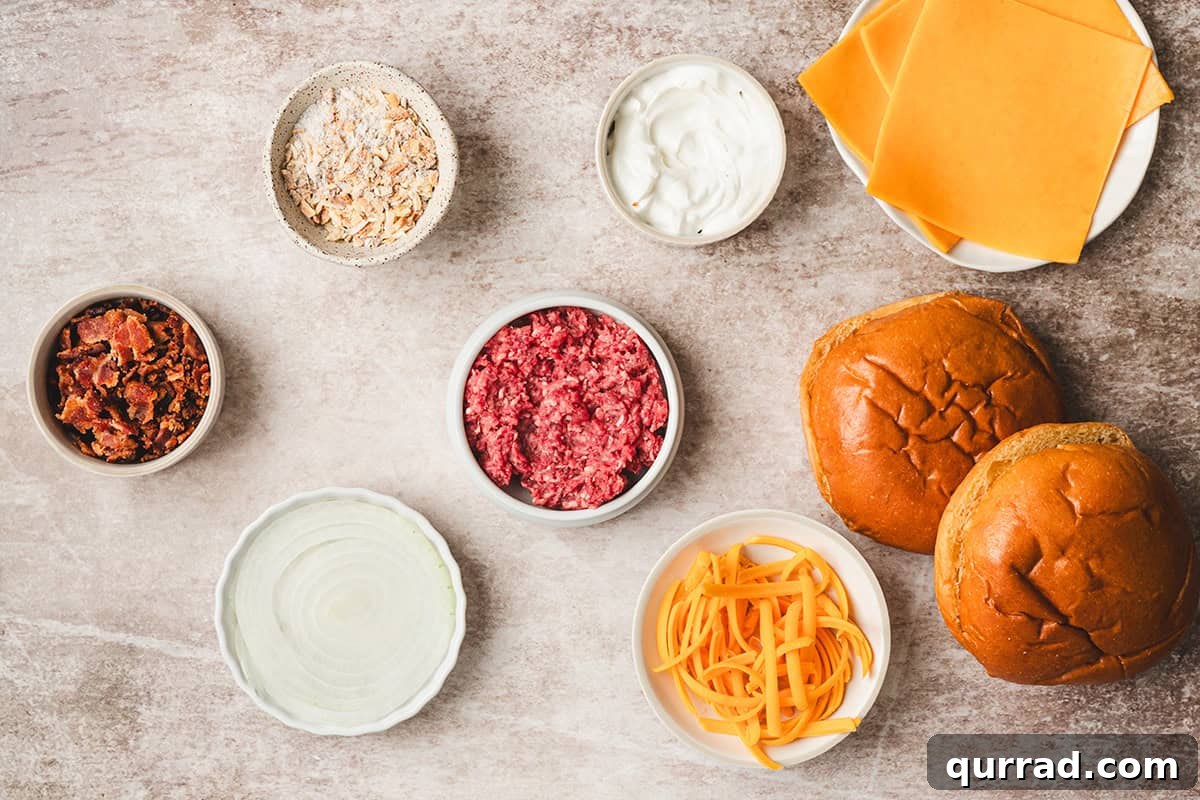 The ingredients to make crack smash burgers.
