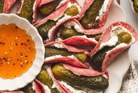 Mini Pickle and Salami Taco Bites