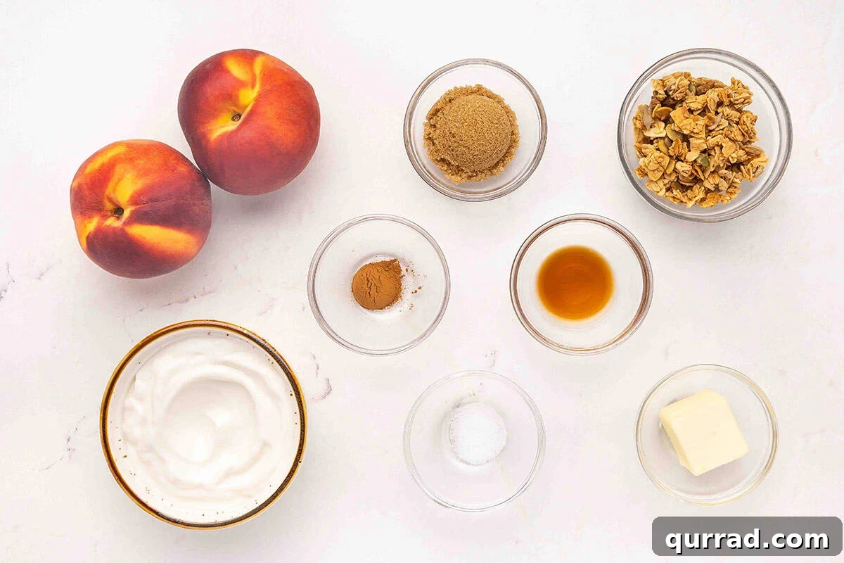 Air Fryer Peaches with Honey and Cinnamon 4 The ingredients to make air fryer peaches.