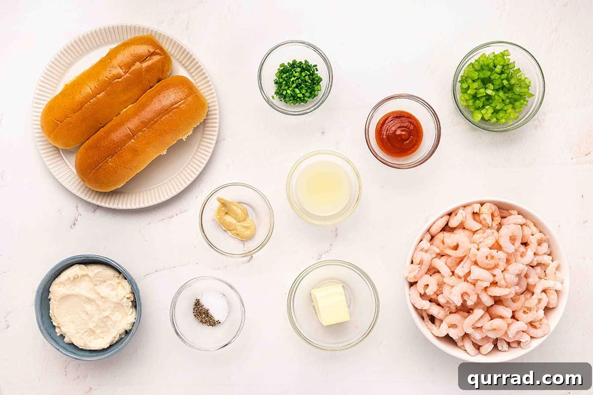 The ingredients to make shrimp rolls.