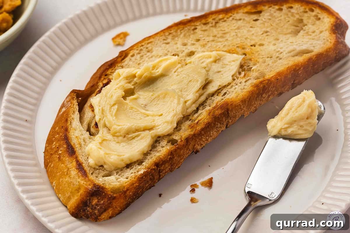 Miso butter spread on toast.