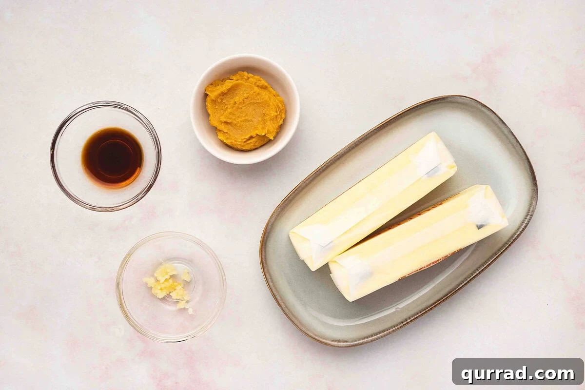 The ingredients to make miso butter.