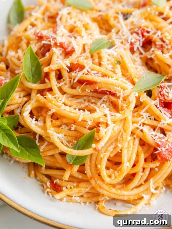 Marry Me Butter Swirl Biscuits 13 Overhead image of pasta pomodoro in a bowl.